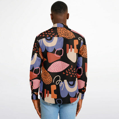Abstract Flat Artwork Long Sleeve Button Down Shirt - AOP