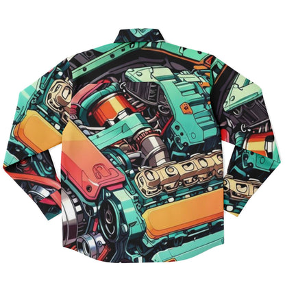 Engine illustration Long Sleeve Button Down Shirt - AOP