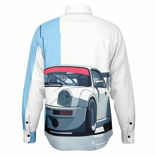 Turbo S Illustration Art Long Sleeve Button Down Shirt - AOP