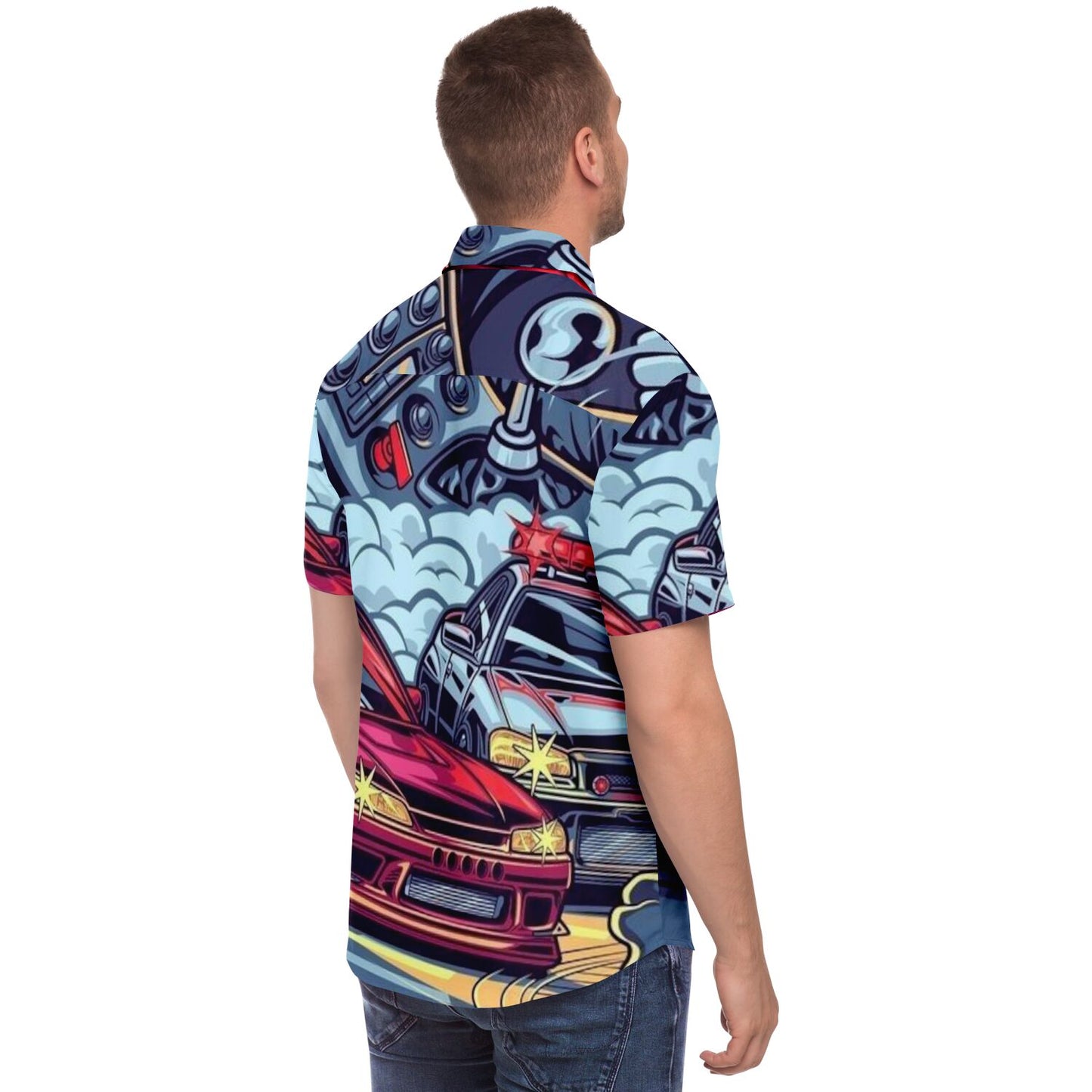 Silvia Illustration Short Sleeve Button Down Shirt - AOP
