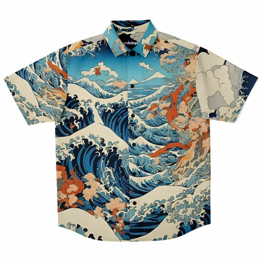 The Great Japanese Waves Short Sleeve Button Down Shirt - AOP