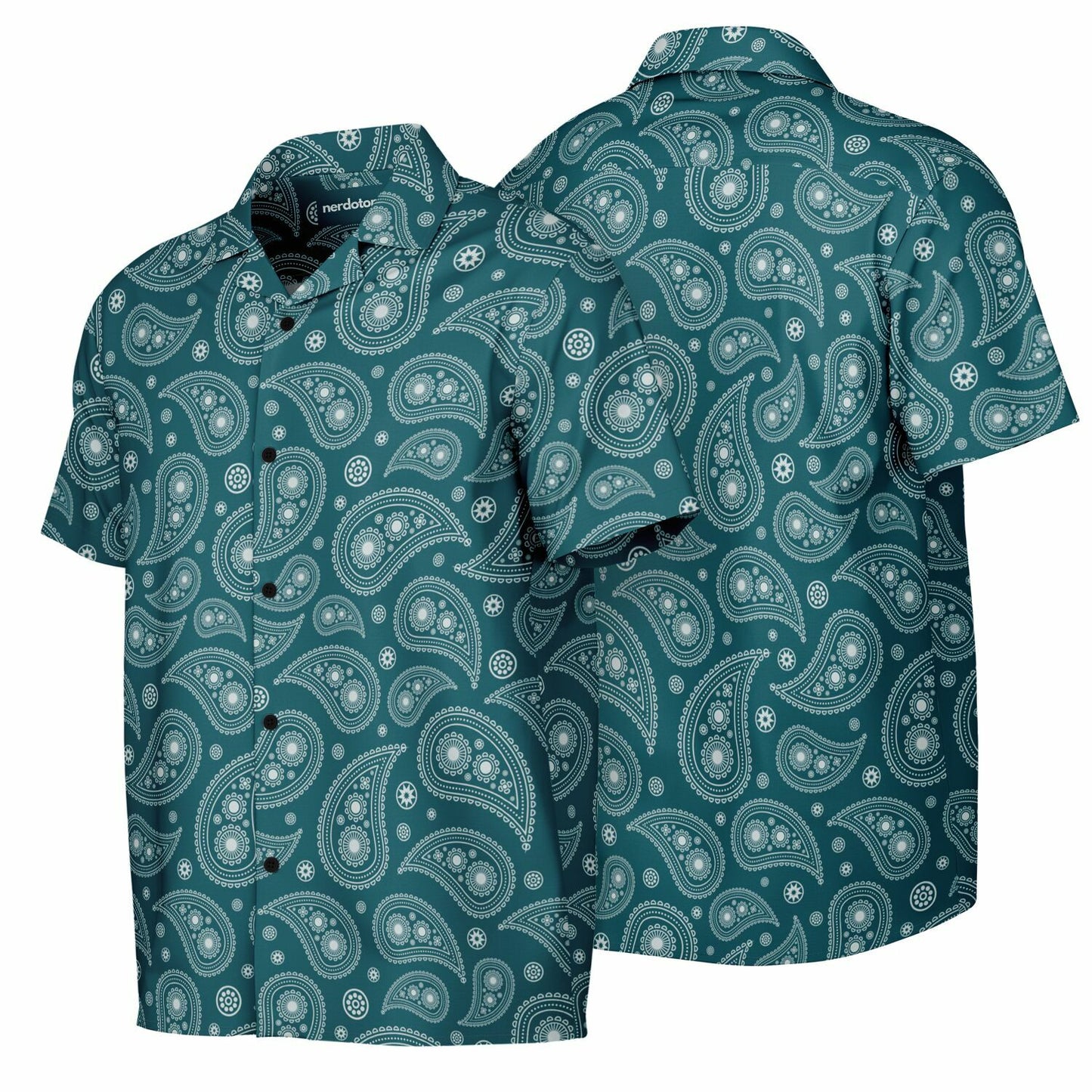 Paisley Pattern Spread Collar Short Sleeve Shirt