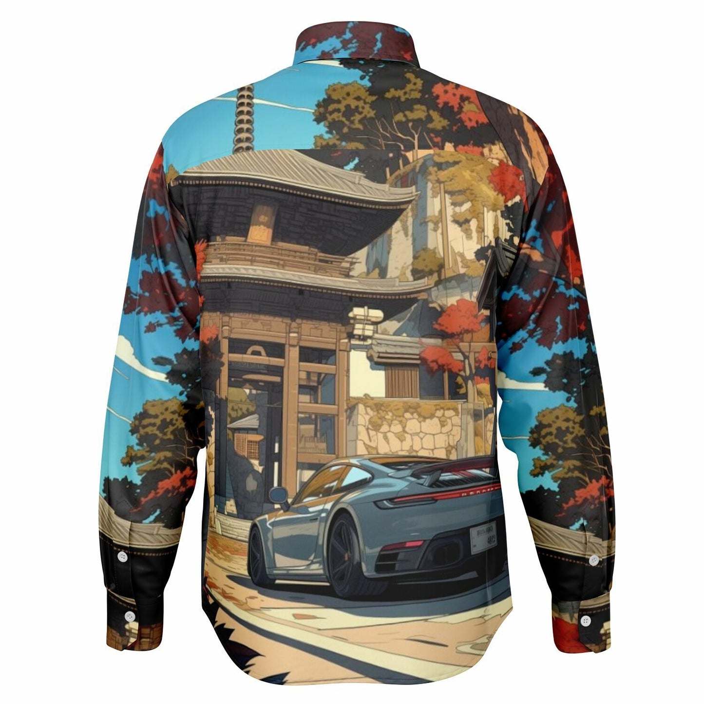 Turbo S Illustration Art Long Sleeve Button Down Shirt - AOP