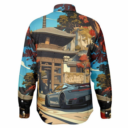 Turbo S Illustration Art Long Sleeve Button Down Shirt - AOP