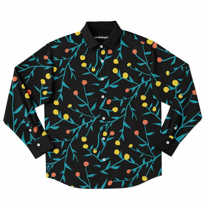 Tropical Pattern Long Sleeve Button Down Shirt - AOP