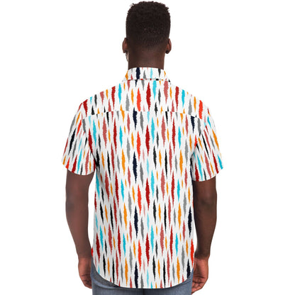 Colored Seamless Pattern Short Sleeve Button Down Shirt - AOP