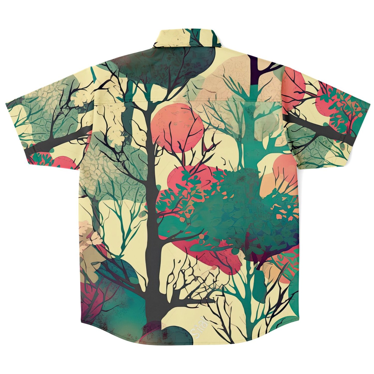 Forest Trees in Autumn Short Sleeve Button Down Shirt - AOP