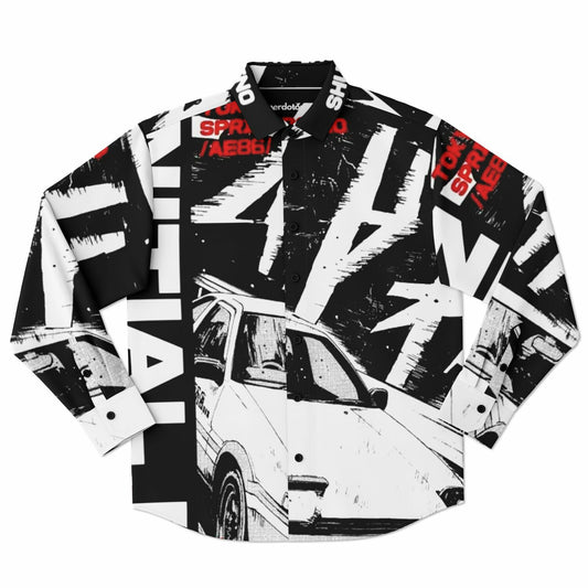 Initial D Trueno Art Long Sleeve Button Down Shirt - AOP