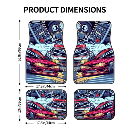 JDM Drift Illustration Automotive Floor Mats