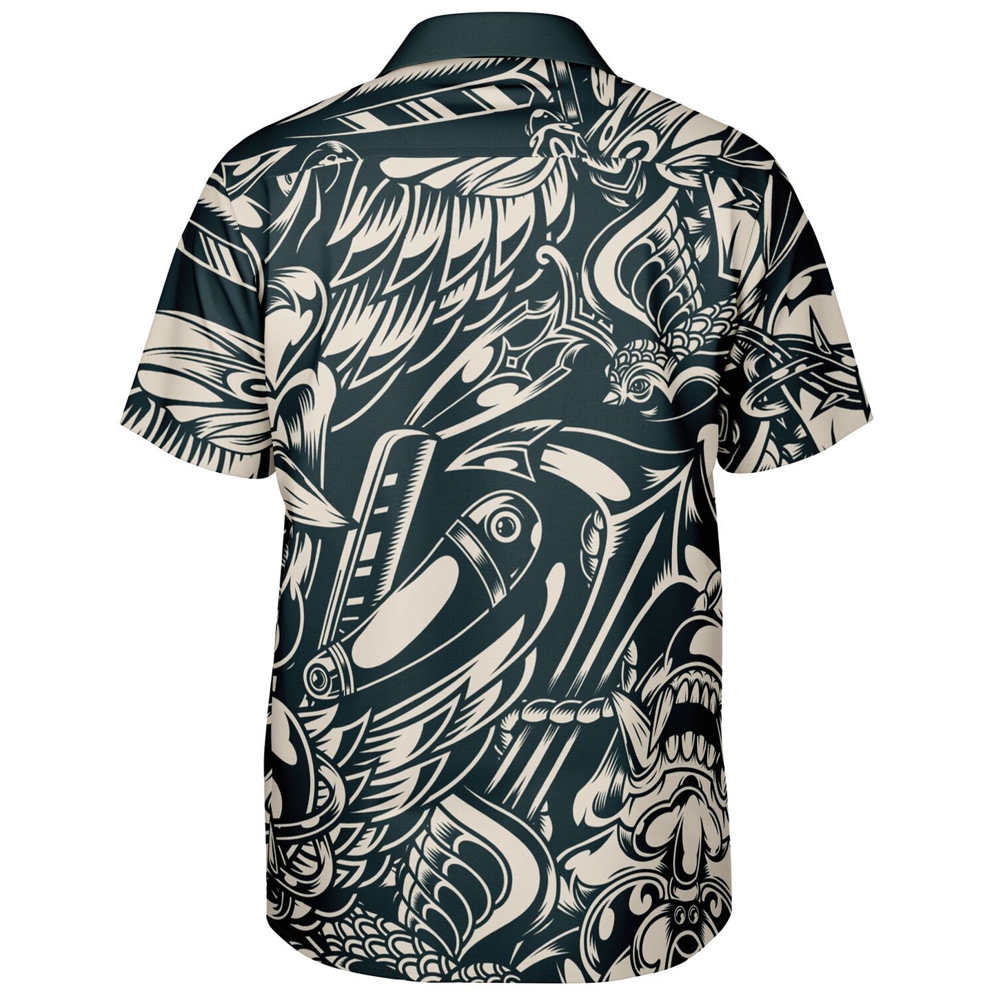 Abstract B&W Spread Collar Short Sleeve Shirt