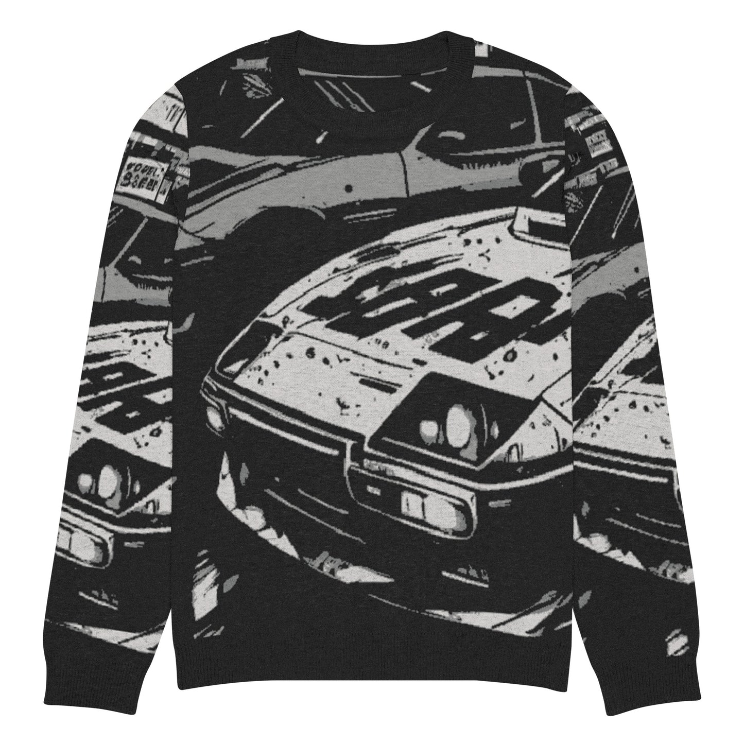 Product mockup of jdm inspired knitted sweater