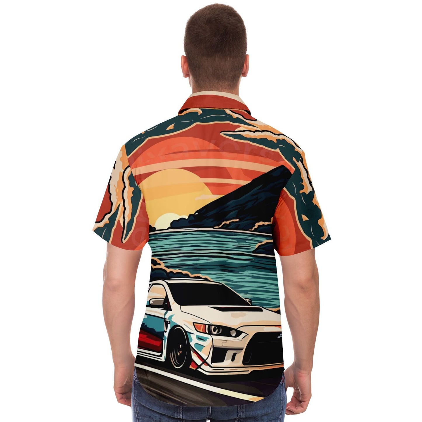 Evo X Illustration Short Sleeve Button Down Shirt - AOP