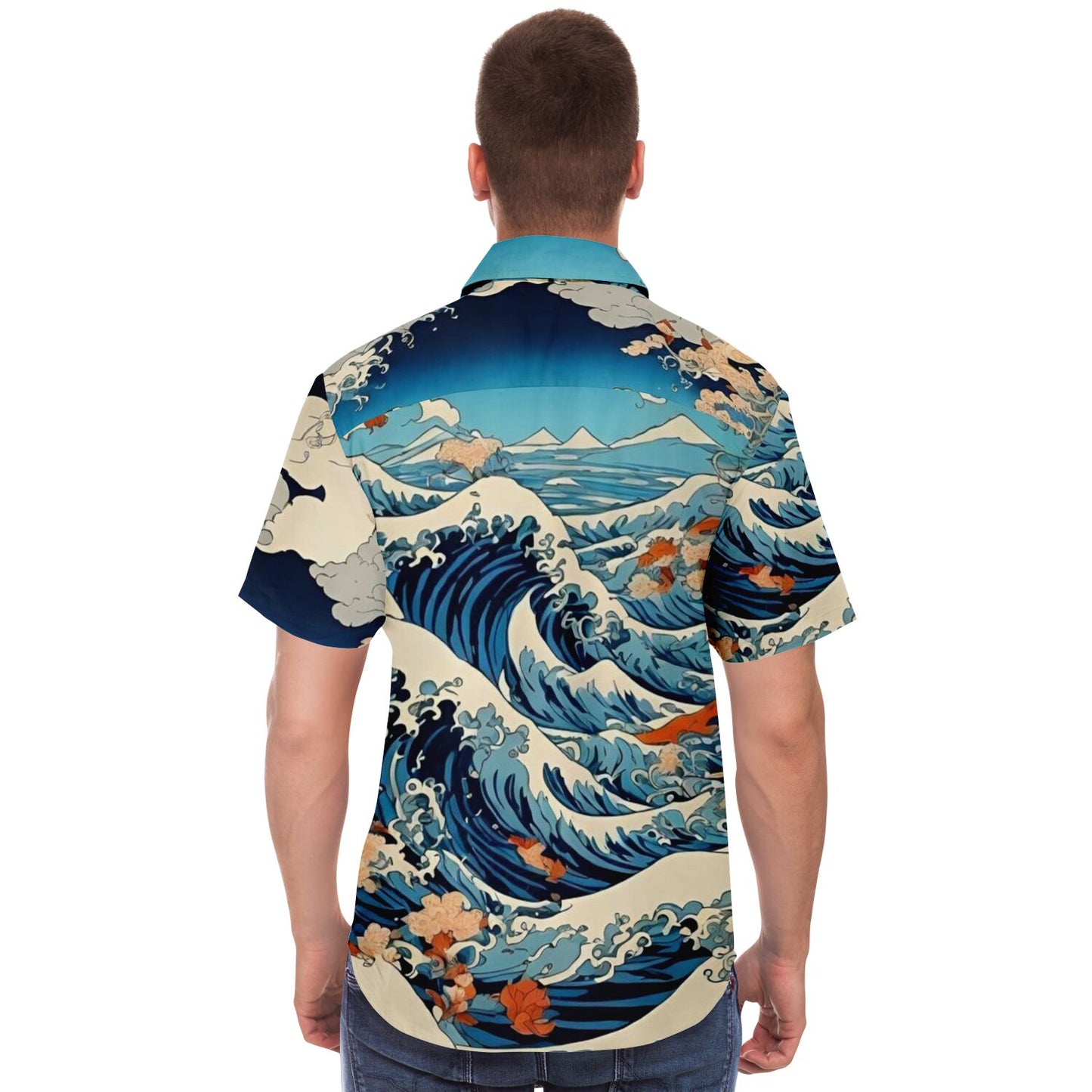 The Great Japanese Waves Short Sleeve Button Down Shirt - AOP