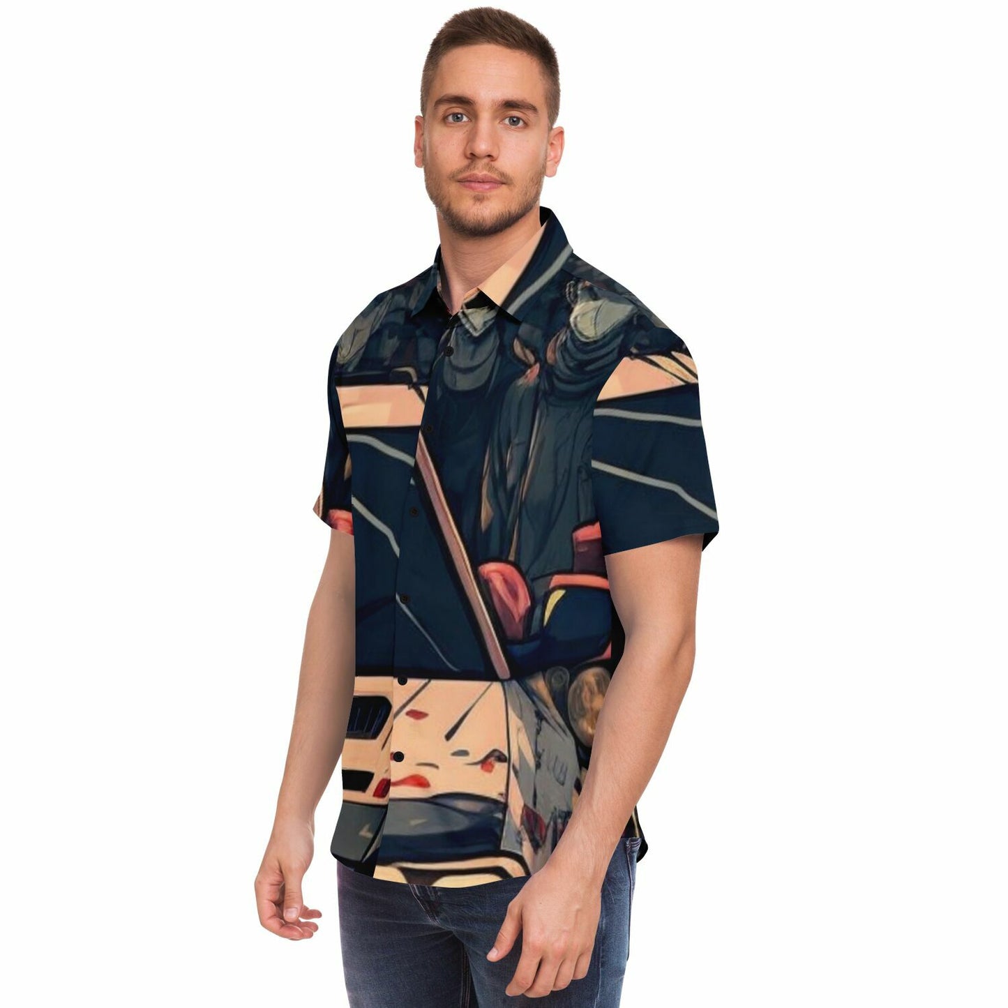 Japanese Illustration JDM Art Short Sleeve Button Down Shirt - AOP