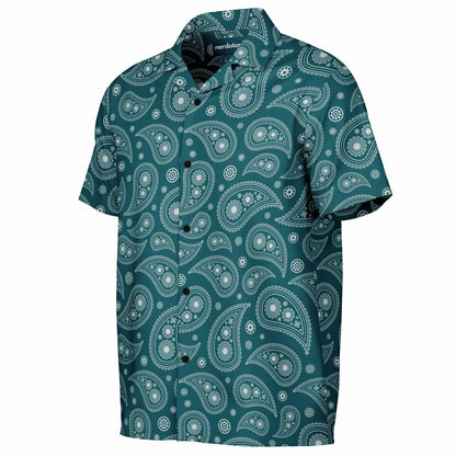Paisley Pattern Spread Collar Short Sleeve Shirt