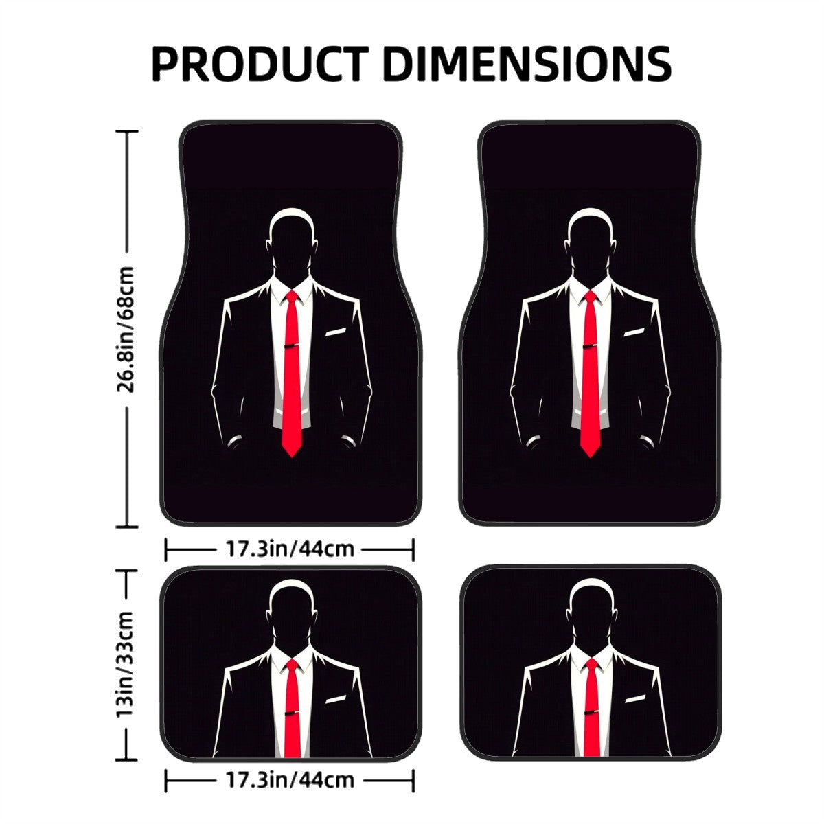 Hitman inspired black car floor mats flat lay mockup.