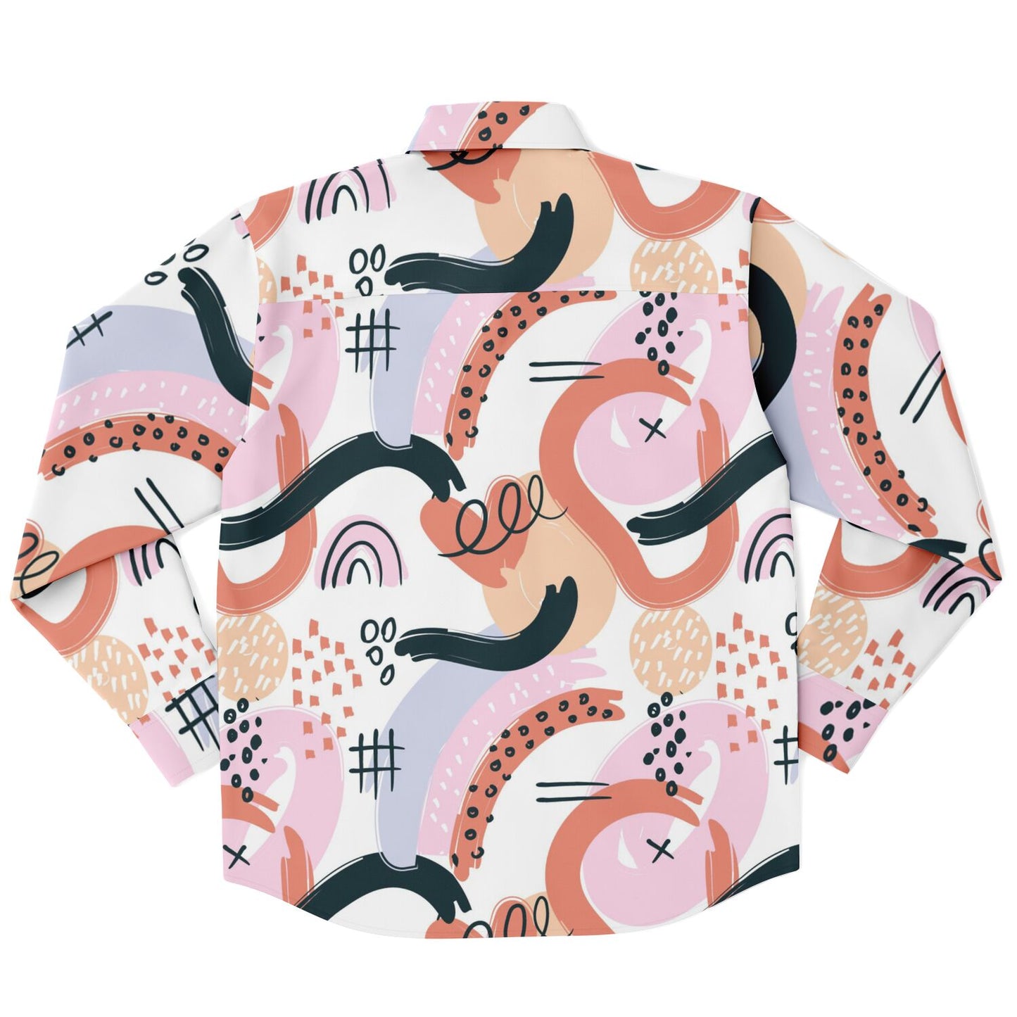 Abstract Art Hand Drawn Long Sleeve Button Down Shirt - AOP