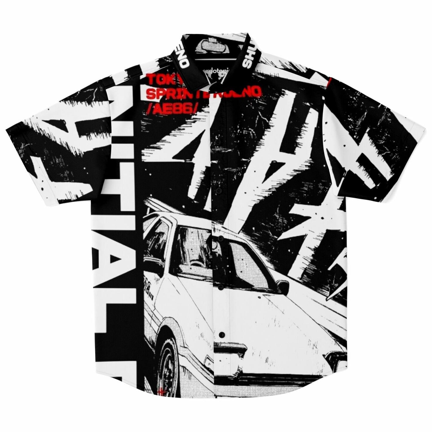 Initial D Trueno Art Short Sleeve Button Down Shirt - AOP