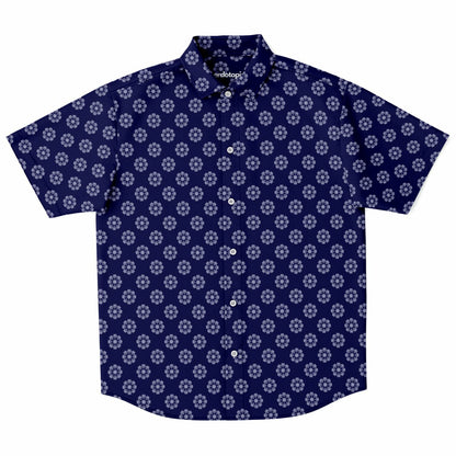 Geometric Circle Pattern Short Sleeve Button Down Shirt - AOP
