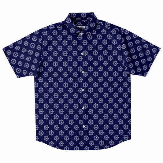 Geometric Circle Pattern Short Sleeve Button Down Shirt - AOP