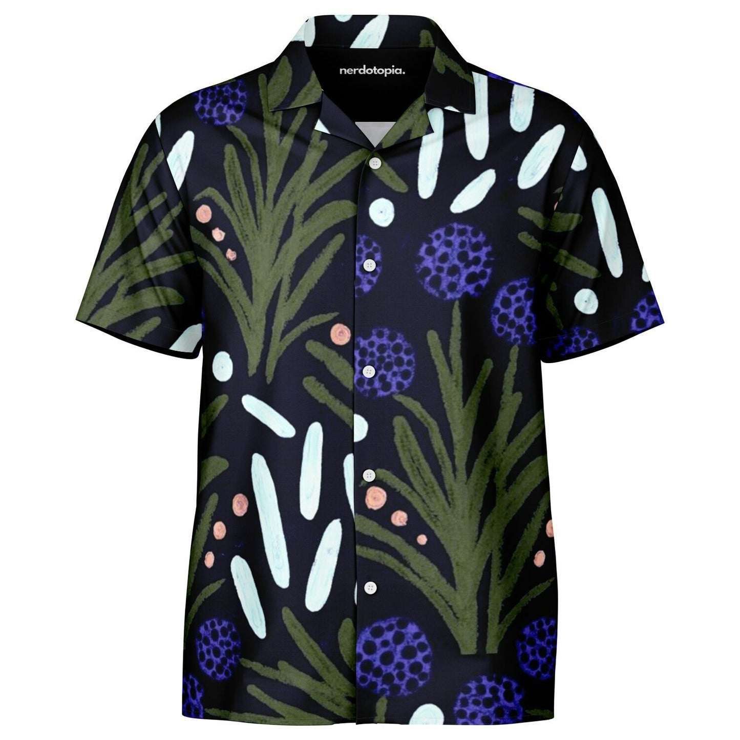 Floral Pattern Spread Collar Short Sleeve Shirt