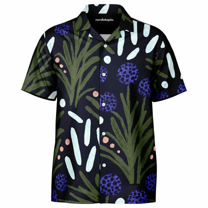 Floral Pattern Spread Collar Short Sleeve Shirt