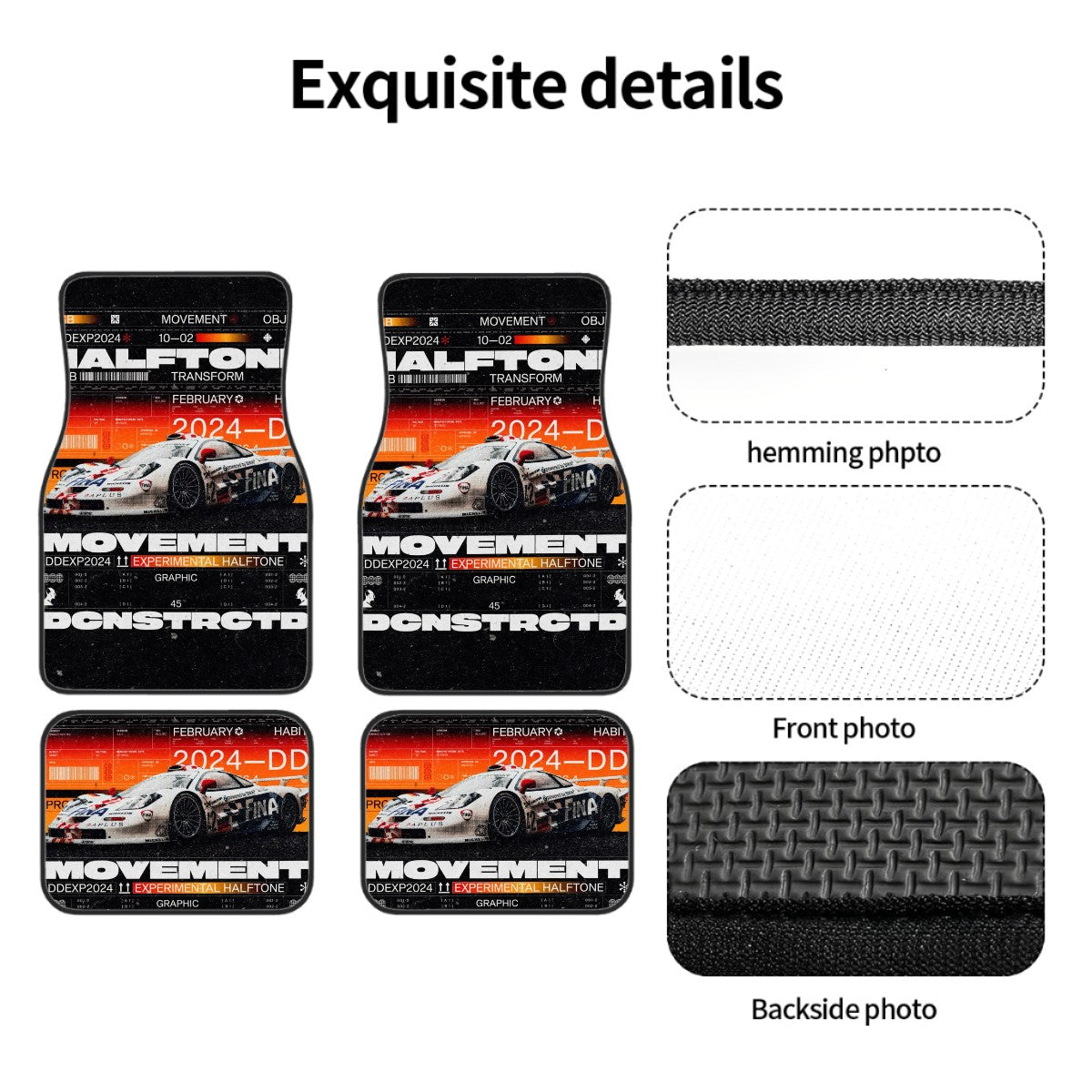 Halftone Grunge Poster Style Automotive Floor Mats
