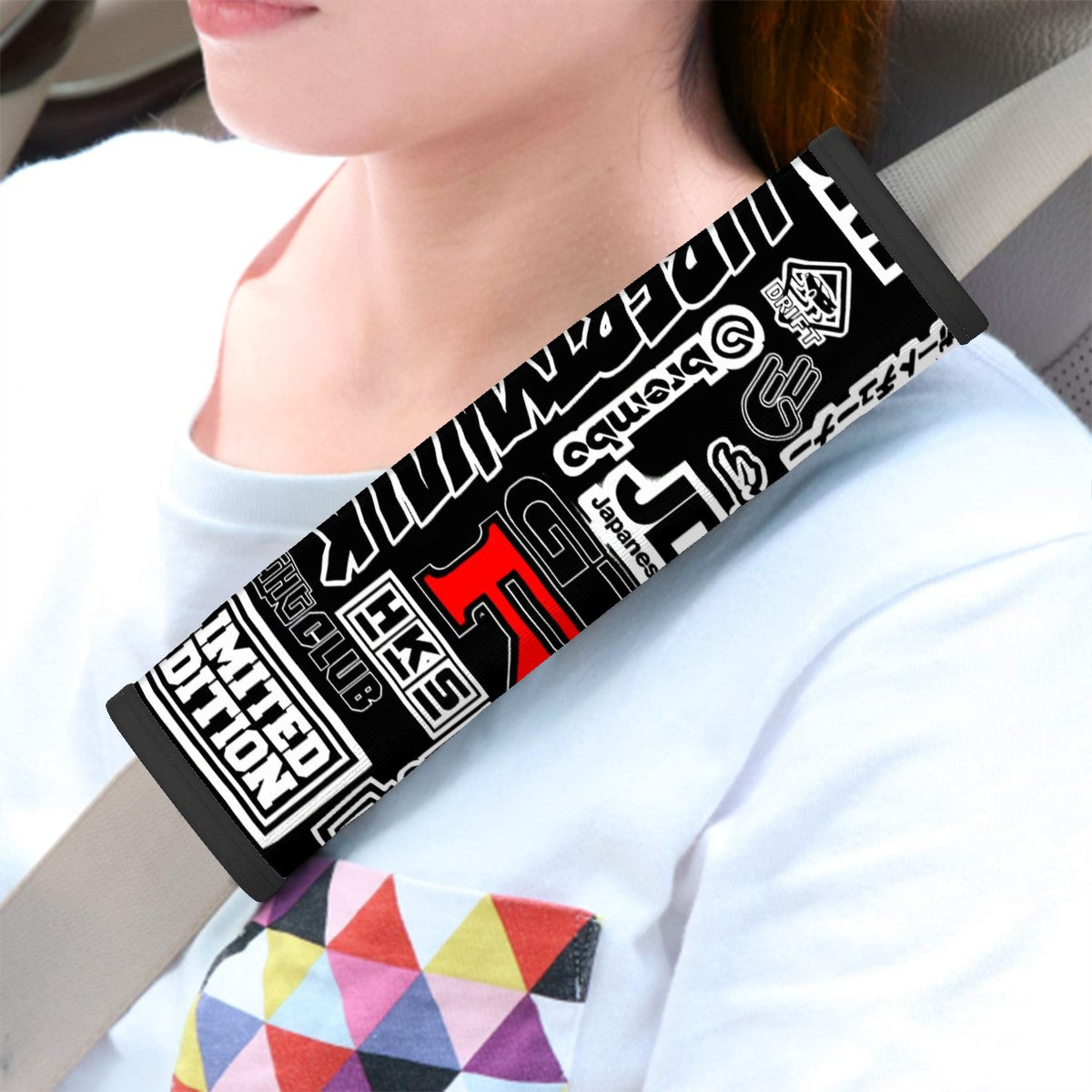 JDM Collage Seat Belt Cover Pad 2 Pcs