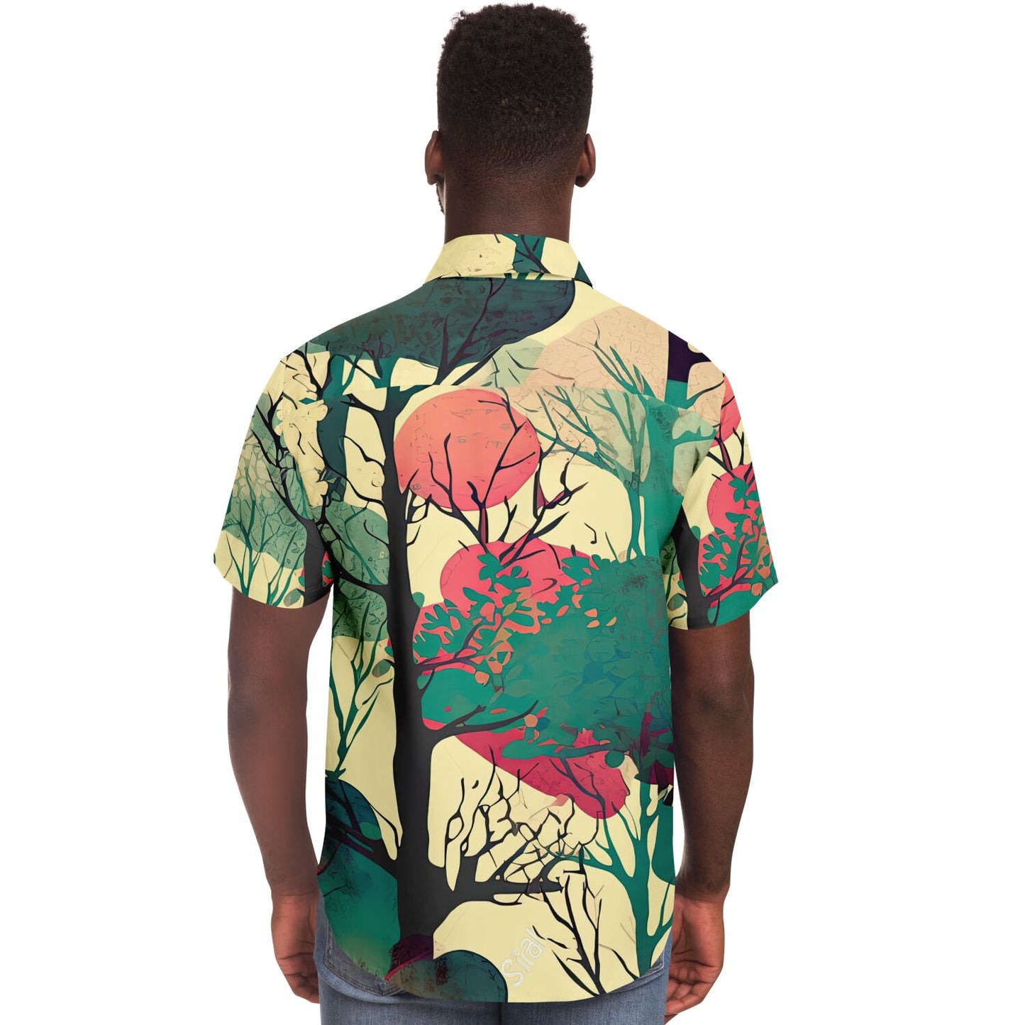 Forest Trees in Autumn Short Sleeve Button Down Shirt - AOP