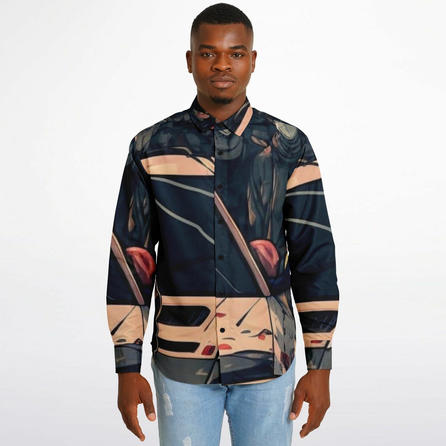 Japanese Illustration JDM Art Long Sleeve Button Down Shirt - AOP
