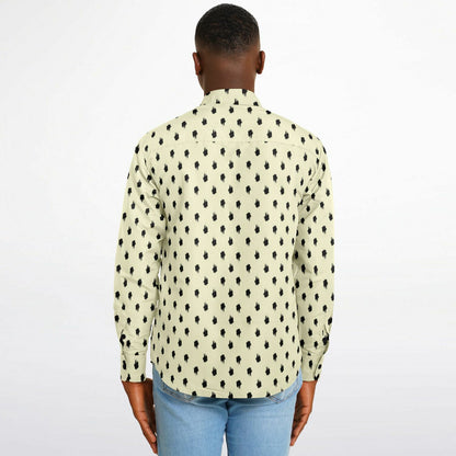 Brushstroke Pattern Long Sleeve Button Down Shirt - AOP