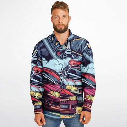 Silvia Illustration Long Sleeve Button Down Shirt - AOP
