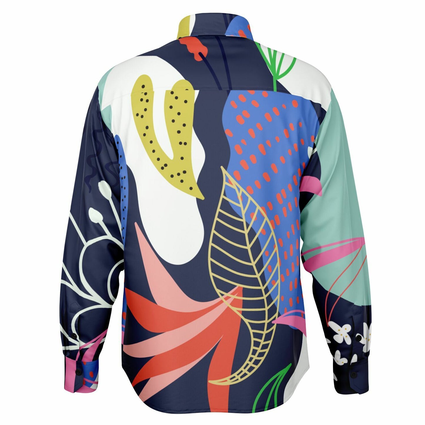 Floral Garden Hand Drawing Long Sleeve Button Down Shirt - AOP
