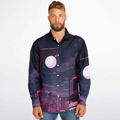 AE86 Illustration Long Sleeve Button Down Shirt - AOP