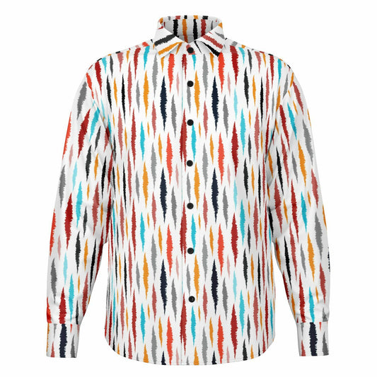 Colored Seamless Pattern Long Sleeve Button Down Shirt - AOP