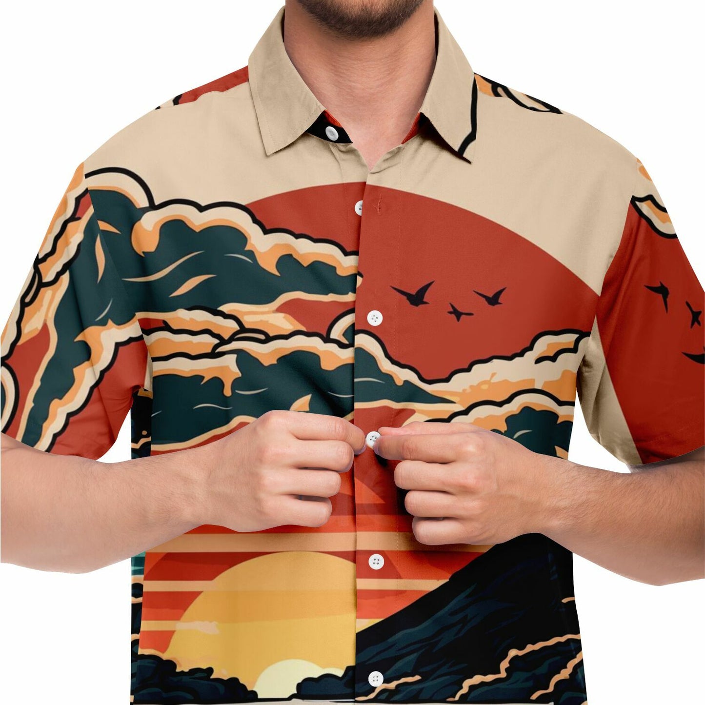 Evo X Illustration Short Sleeve Button Down Shirt - AOP