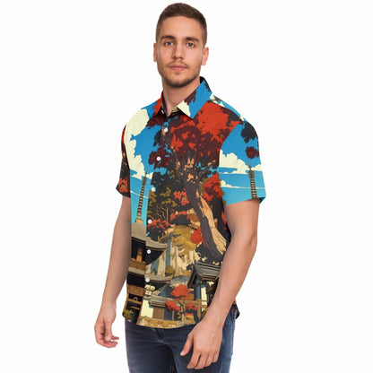 Turbo S Illustration Art Short Sleeve Button Down Shirt - AOP