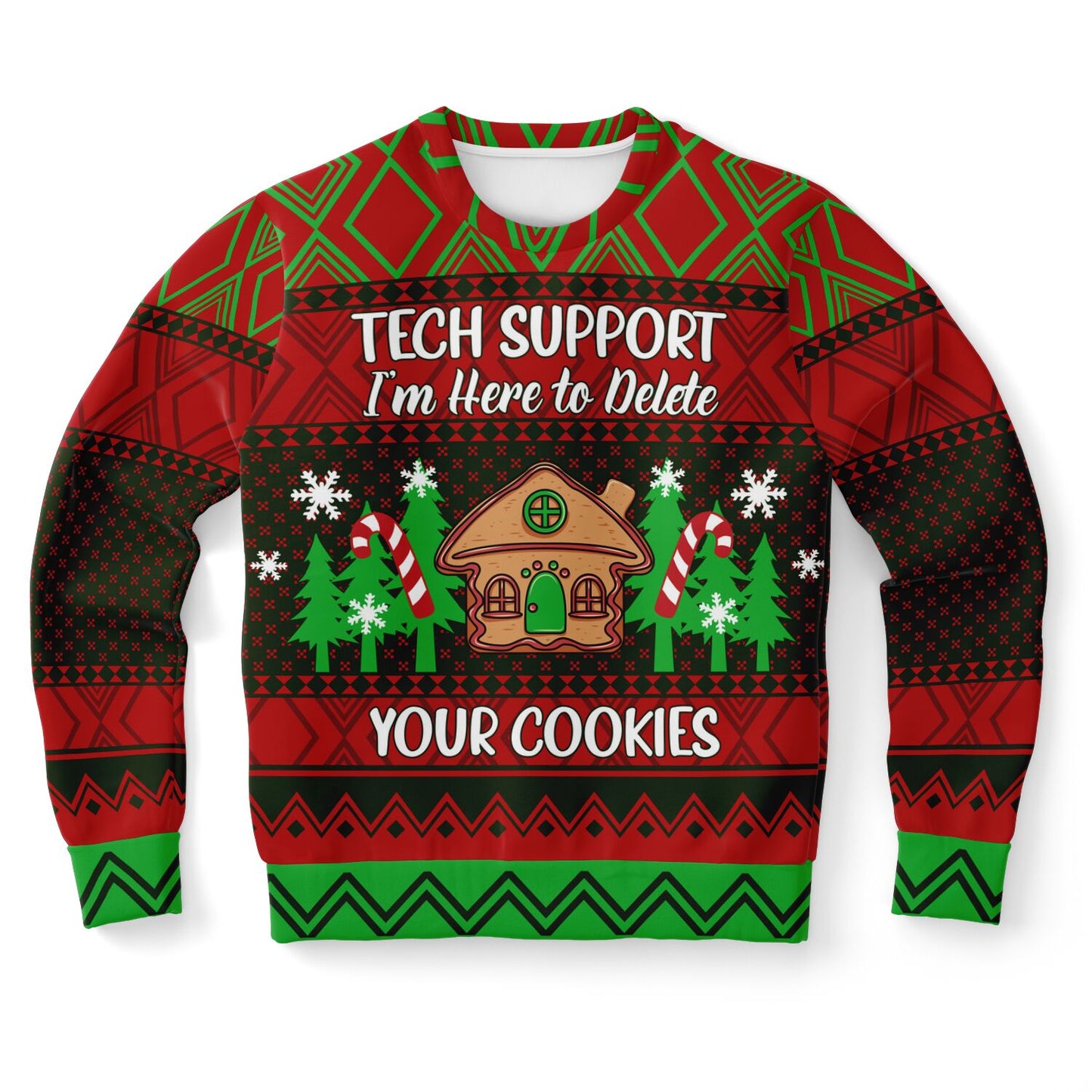 Tech Support Funny Ugly Holiday Printed Sweatshirt