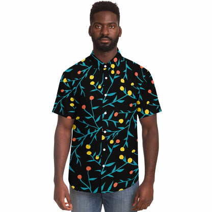Tropical Pattern Short Sleeve Button Down Shirt - AOP