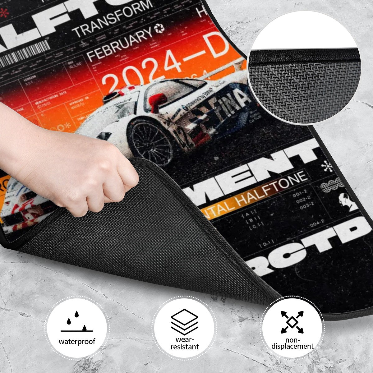 Halftone Grunge Poster Style Automotive Floor Mats