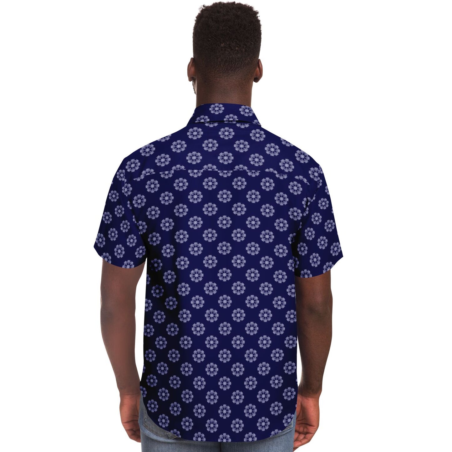 Geometric Circle Pattern Short Sleeve Button Down Shirt - AOP