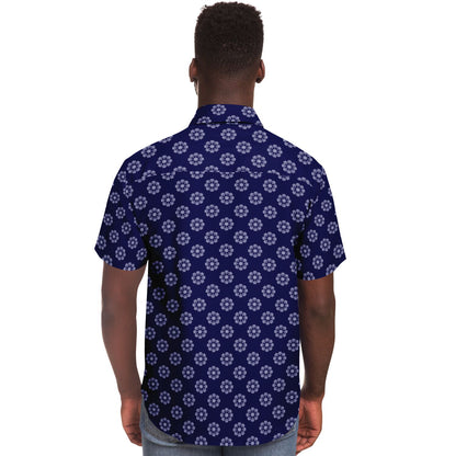 Geometric Circle Pattern Short Sleeve Button Down Shirt - AOP