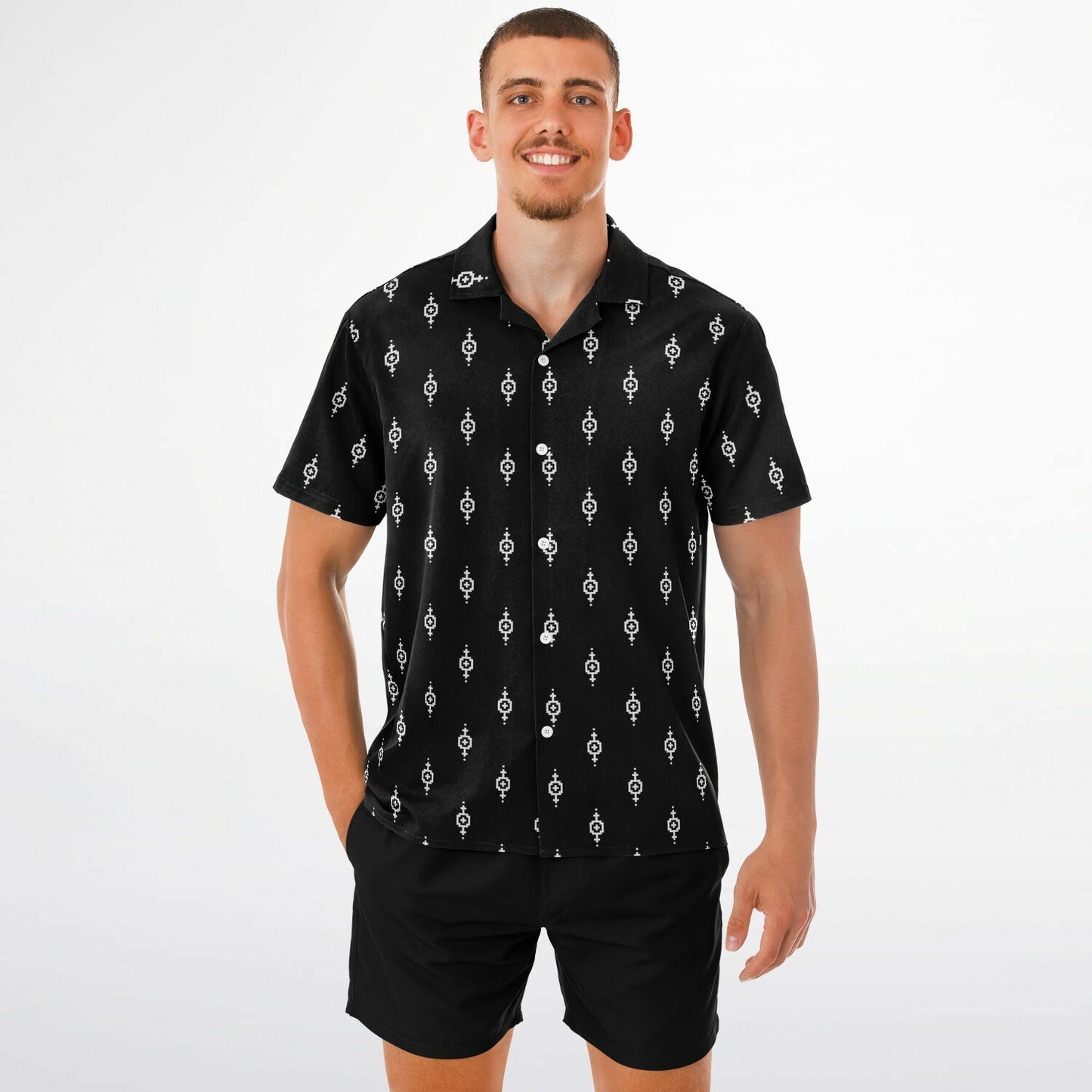 Minimalistic Seamless Pattern Spread Collar Shirt