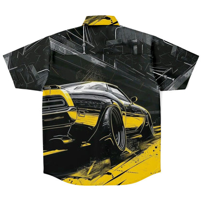 American Muscle Illustration Short Sleeve Button Down Shirt - AOP