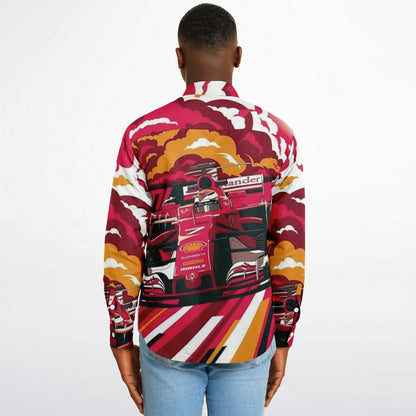 F1 illustration Long Sleeve Button Down Shirt - AOP