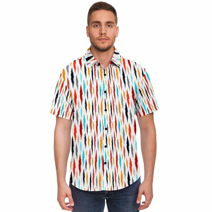 Colored Seamless Pattern Short Sleeve Button Down Shirt - AOP