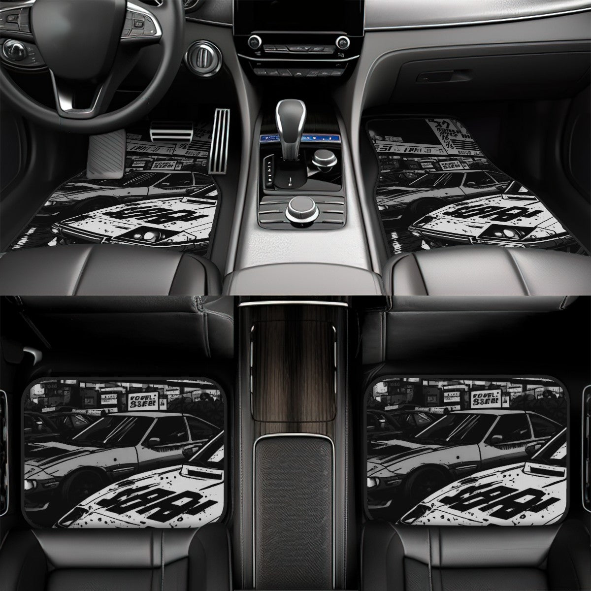 JDM B&W Automotive Floor Mats