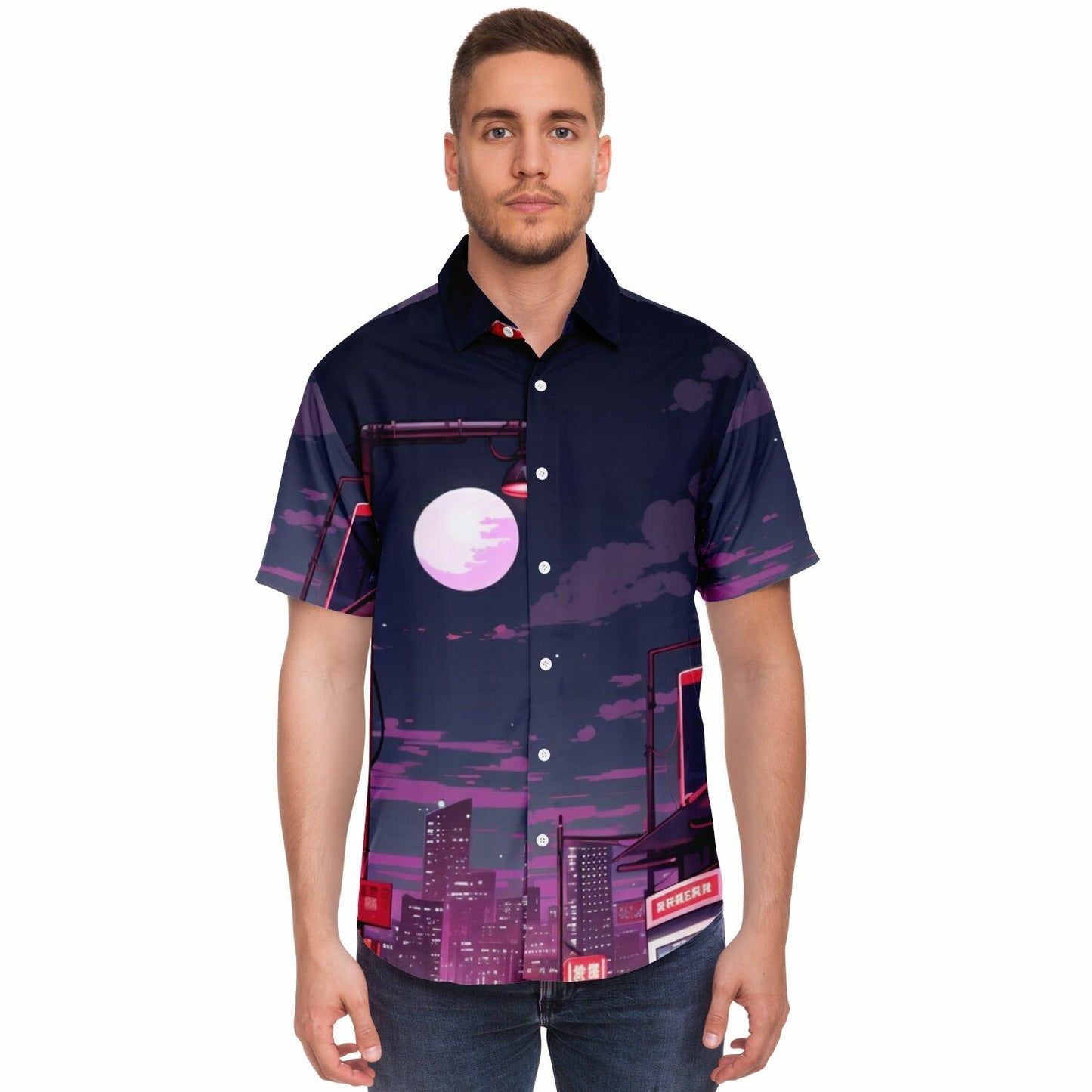 AE86 Illustration Short Sleeve Button Down Shirt - AOP