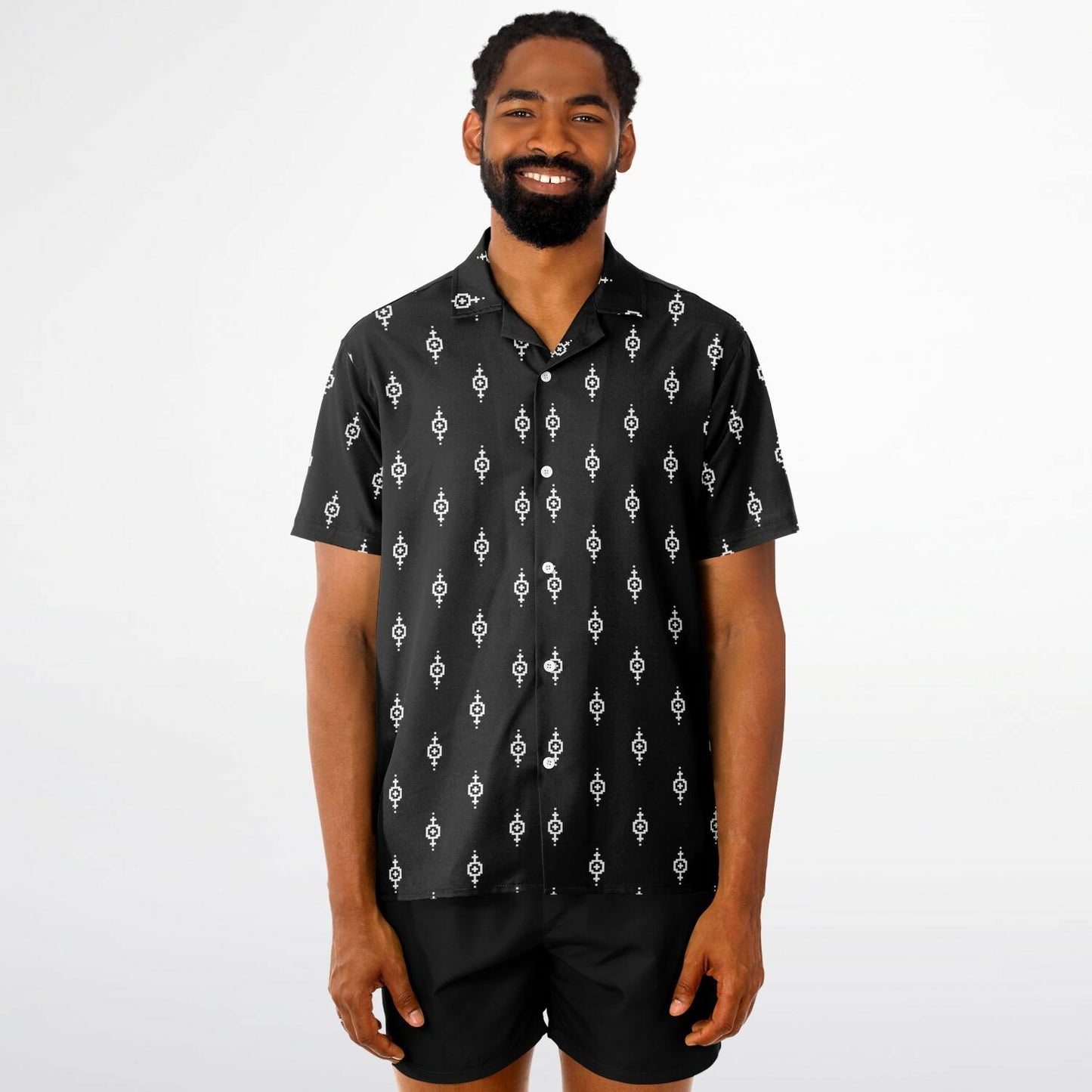Minimalistic Seamless Pattern Spread Collar Shirt