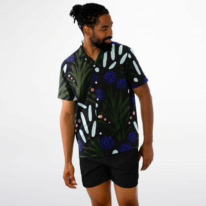 Floral Pattern Spread Collar Short Sleeve Shirt